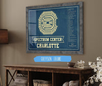 Cutler West Basketball Collection Charlotte Hornets Spectrum Center Vintage Basketball Blueprint NBA Print