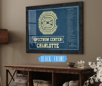 Cutler West Basketball Collection 14" x 11" / Black Frame Charlotte Hornets Spectrum Center Vintage Basketball Blueprint NBA Print 933350159_75970
