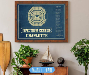 Cutler West Charlotte Hornets Spectrum Center Vintage Basketball Blueprint NBA Print