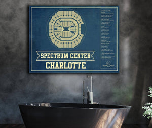 Cutler West Charlotte Hornets Spectrum Center Vintage Basketball Blueprint NBA Print