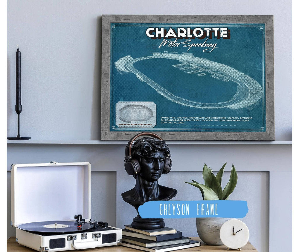 14" x 11" / Stretched Canvas Wrap Cutler West Charlotte Motor Raceway NASCAR Race Track Print