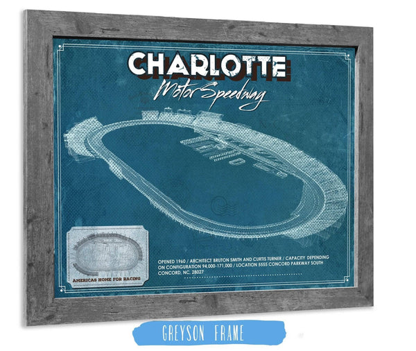 14" x 11" / Greyson Frame Cutler West Charlotte Motor Raceway NASCAR Race Track Print