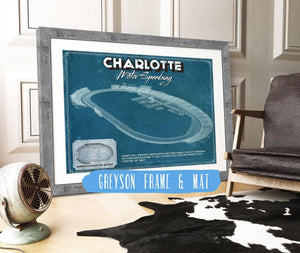 14" x 11" / Greyson Frame & Mat Cutler West Charlotte Motor Raceway NASCAR Race Track Print
