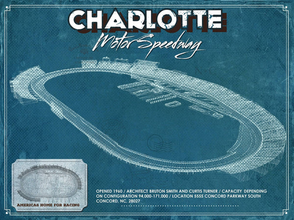 14" x 11" / Unframed Cutler West Charlotte Motor Raceway NASCAR Race Track Print