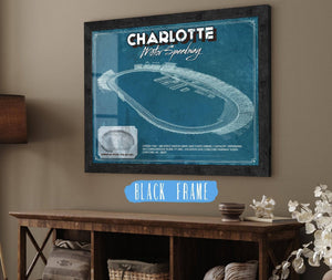 20" x 16" / Black Frame Cutler West Charlotte Motor Raceway NASCAR Race Track Print