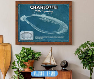 20" x 16" / Walnut Frame Cutler West Charlotte Motor Raceway NASCAR Race Track Print