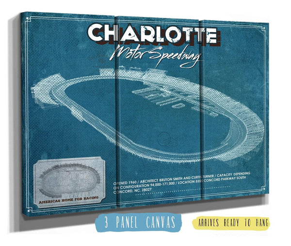 36" x 24" / 3 Panel Canvas Wrap Cutler West Charlotte Motor Raceway NASCAR Race Track Print