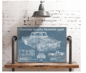 Cutler West Cheverolet Apache Fleetside 1958 Vintage Blueprint Truck Print