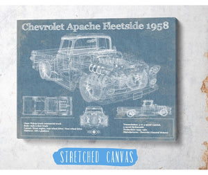 Cutler West Cheverolet Apache Fleetside 1958 Vintage Blueprint Truck Print