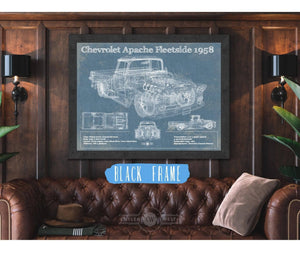 Cutler West Cheverolet Apache Fleetside 1958 Vintage Blueprint Truck Print