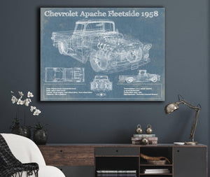 Cutler West Cheverolet Apache Fleetside 1958 Vintage Blueprint Truck Print