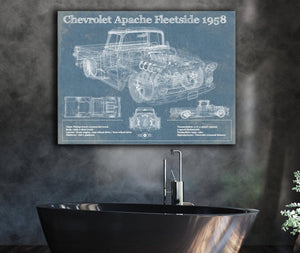 Cutler West Cheverolet Apache Fleetside 1958 Vintage Blueprint Truck Print