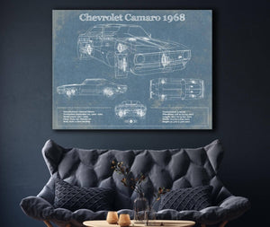 Cutler West Chevrolet Camaro 1968 Blueprint Vintage Auto Patent Print