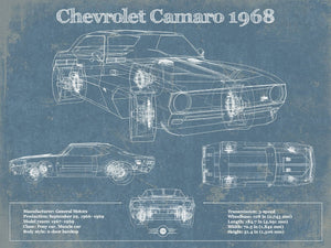 14" x 11" / Unframed Cutler West Chevrolet Camaro 1968 Blueprint Vintage Auto Patent Print