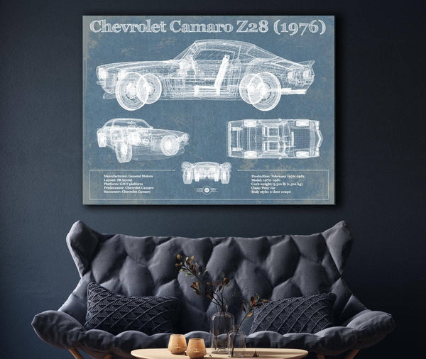 Cutler West Chevrolet Camaro Z28 1976 Vintage Blueprint Auto Print