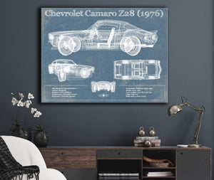 Cutler West Chevrolet Camaro Z28 1976 Vintage Blueprint Auto Print