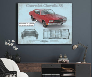 Cutler West Chevrolet Chevelle SS Red Original Blueprint Art