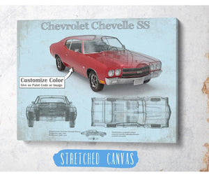 Cutler West Chevrolet Chevelle SS Red Original Blueprint Art
