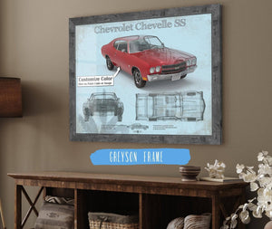 Cutler West Chevrolet Chevelle SS Red Original Blueprint Art