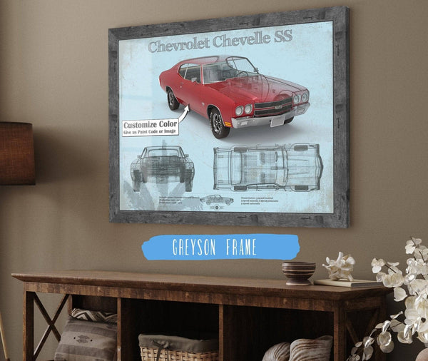 Cutler West Chevrolet Chevelle SS Red Original Blueprint Art