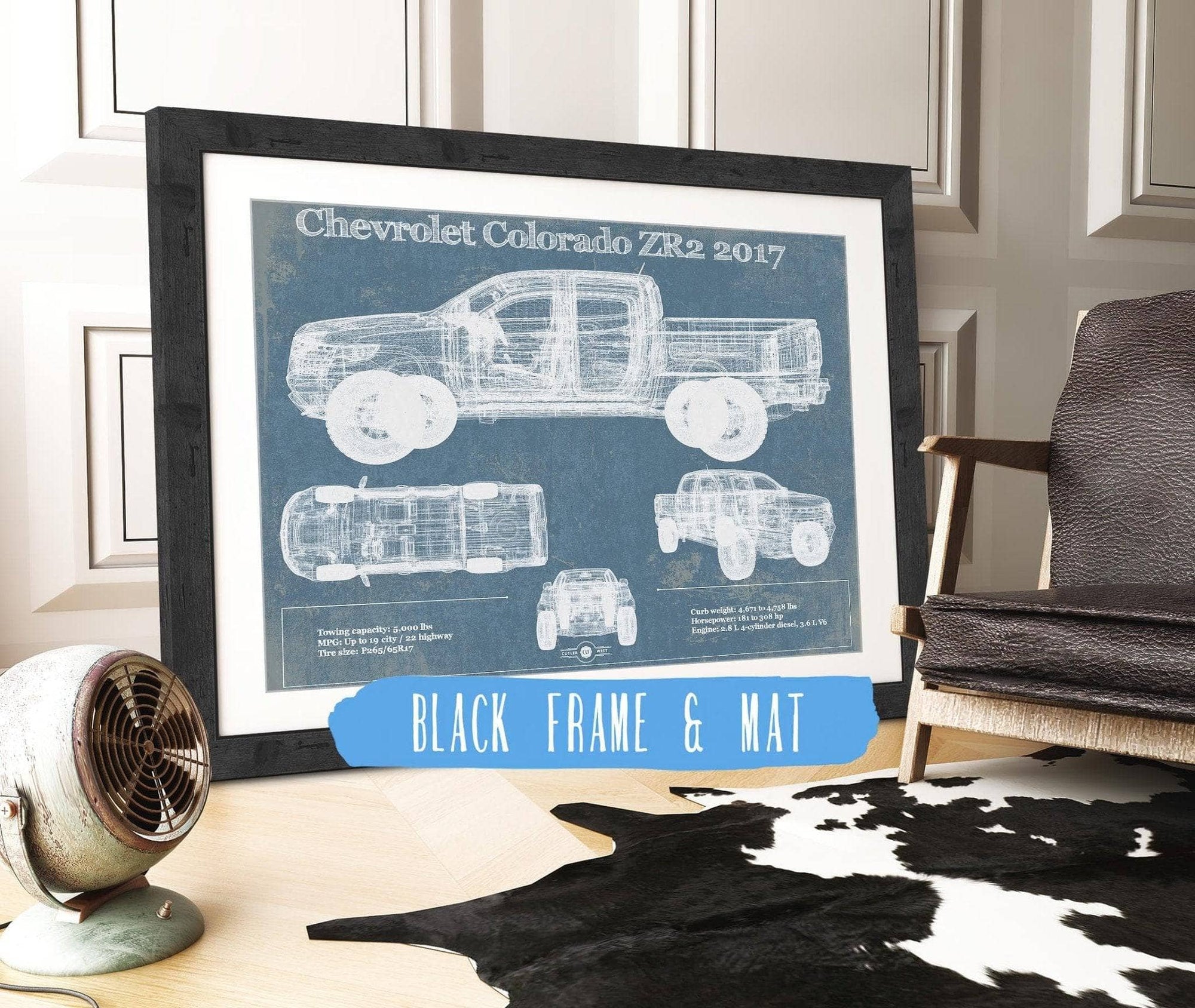 Cutler West Chevrolet Colorado ZR2 2017 Vintage Blueprint Truck Print