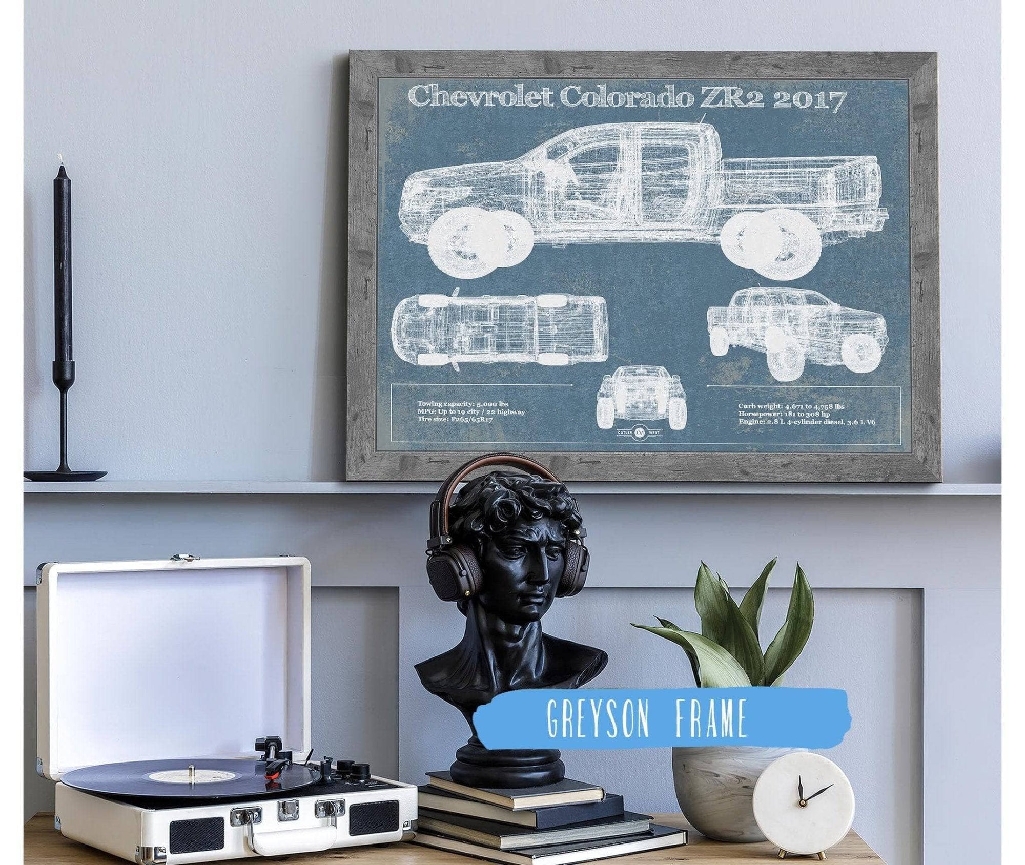 Cutler West Chevrolet Colorado ZR2 2017 Vintage Blueprint Truck Print