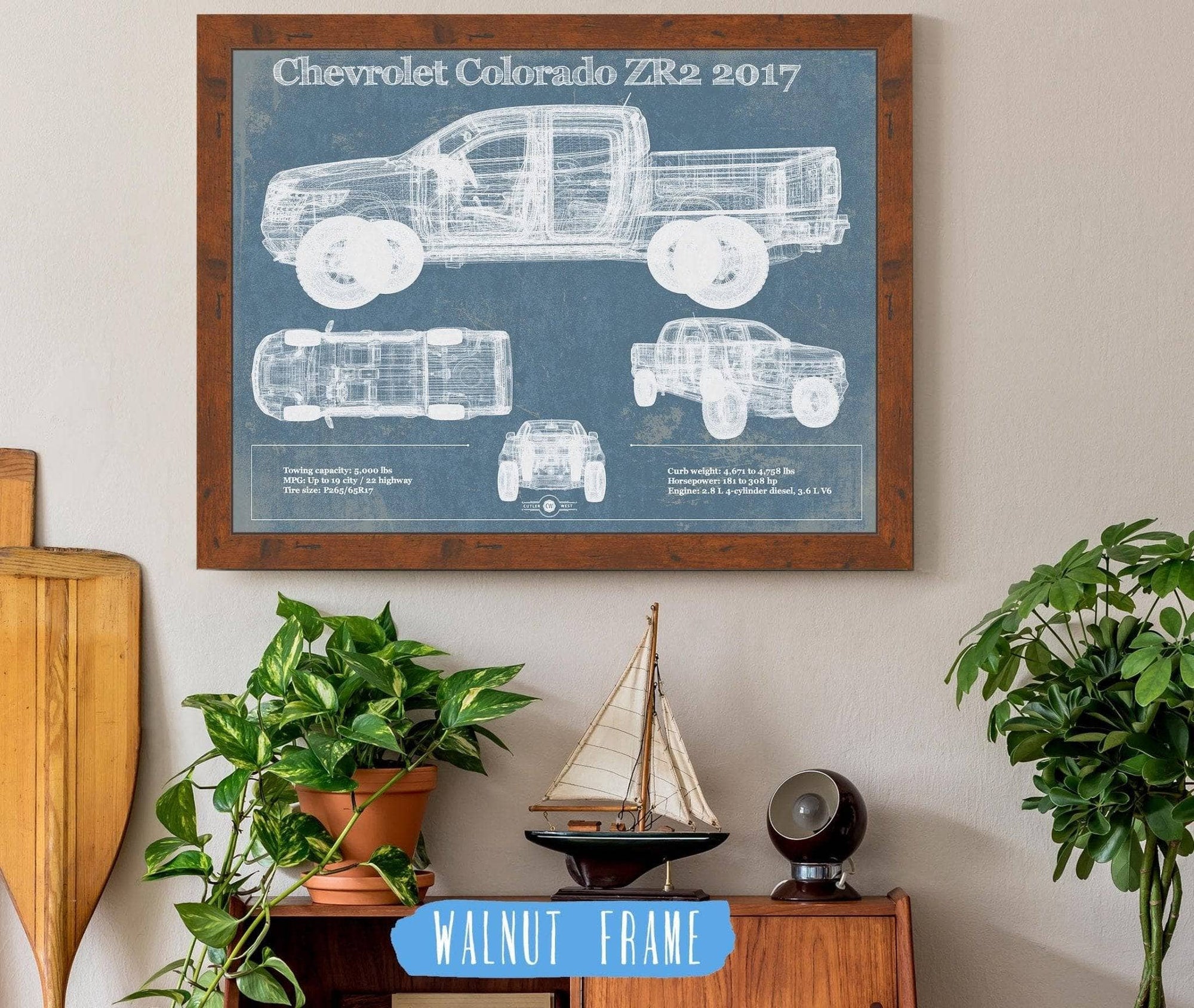 Cutler West Chevrolet Colorado ZR2 2017 Vintage Blueprint Truck Print