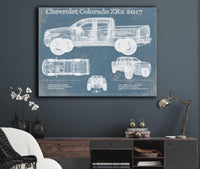 Cutler West Chevrolet Colorado ZR2 2017 Vintage Blueprint Truck Print