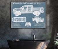 Cutler West Chevrolet Colorado ZR2 2017 Vintage Blueprint Truck Print