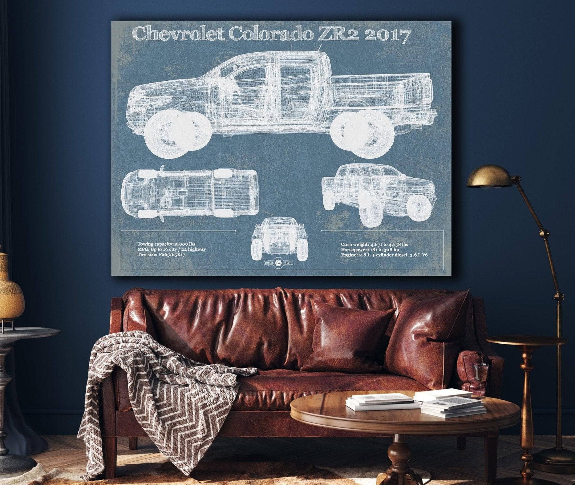 Cutler West Chevrolet Colorado ZR2 2017 Vintage Blueprint Truck Print