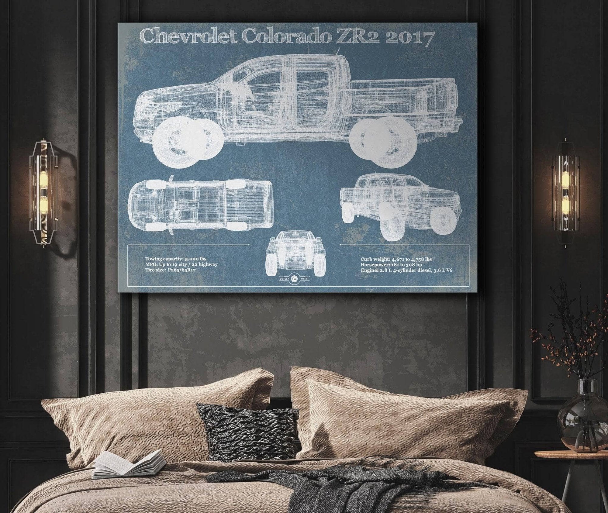 Cutler West Chevrolet Colorado ZR2 2017 Vintage Blueprint Truck Print
