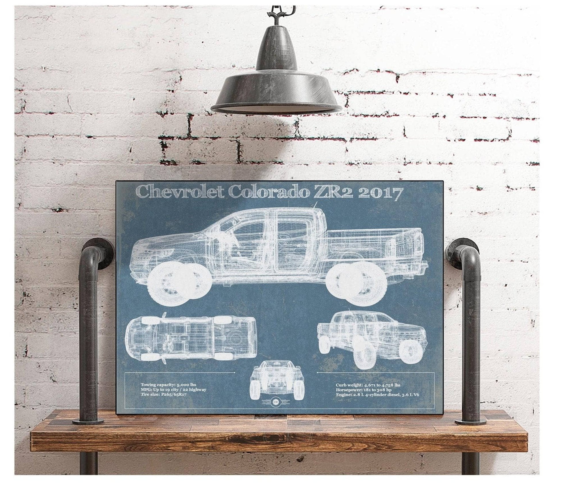 Cutler West Chevrolet Colorado ZR2 2017 Vintage Blueprint Truck Print