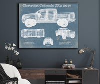 Cutler West Chevrolet Collection Chevrolet Colorado ZR2 2017 Vintage Blueprint Truck Print
