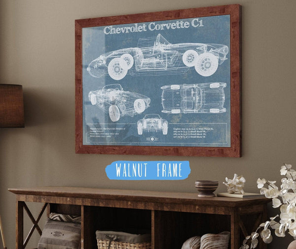 Cutler West Chevrolet Corvette C1 Blueprint Vintage Auto Print