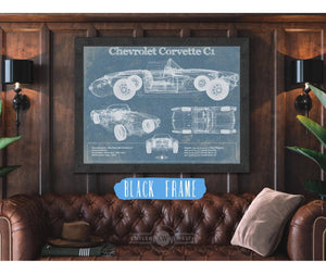 Cutler West Chevrolet Corvette C1 Blueprint Vintage Auto Print