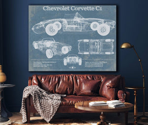 Cutler West Chevrolet Corvette C1 Blueprint Vintage Auto Print