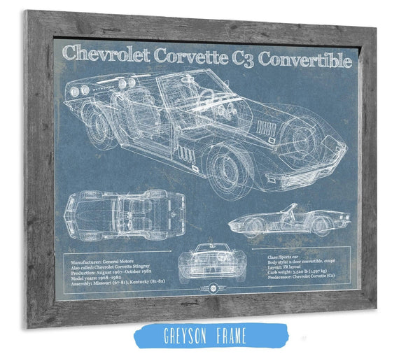 14" x 11" / Greyson Frame Cutler West Chevrolet Corvette C3 Convertible Vintage Auto Print