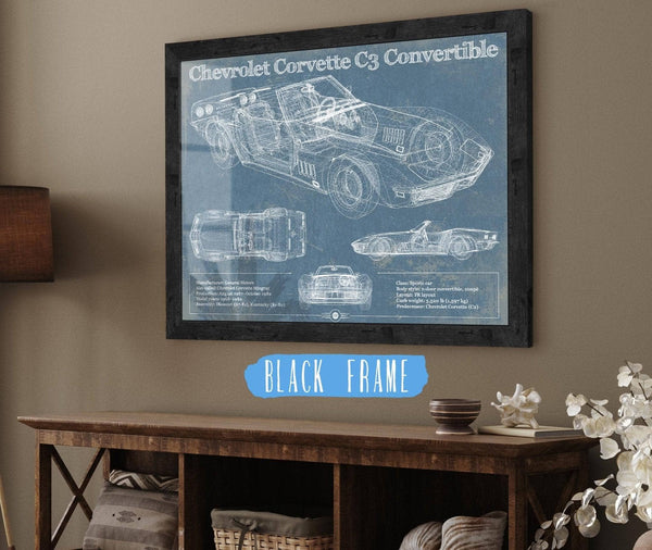 20" x 16" / Black Frame Cutler West Chevrolet Corvette C3 Convertible Vintage Auto Print