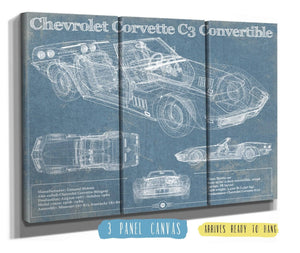 36" x 24" / 3 Panel Canvas Wrap Cutler West Chevrolet Corvette C3 Convertible Vintage Auto Print