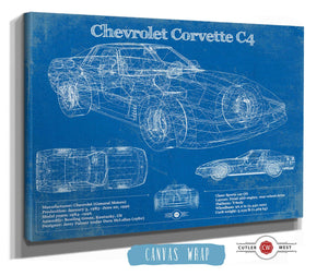 Cutler West Chevrolet Corvette C4 Blueprint Vintage Auto Print