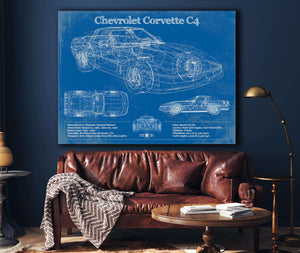 Cutler West Chevrolet Corvette C4 Blueprint Vintage Auto Print
