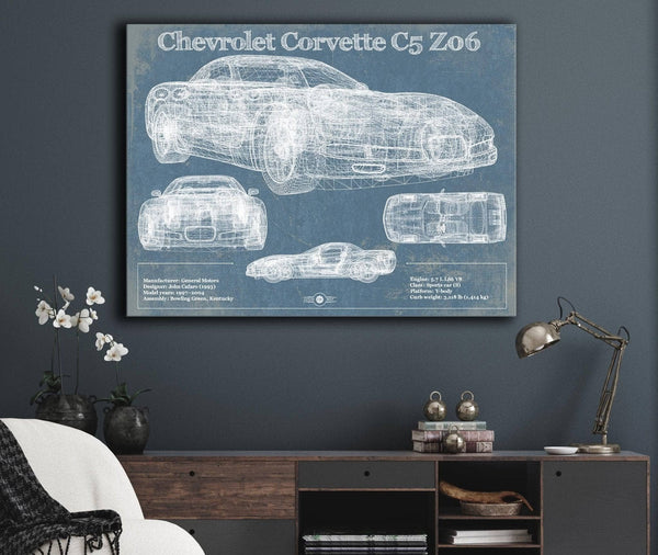 Cutler West Chevrolet Corvette C5 Z06 Convertible Blueprint Vintage Auto Patent Print