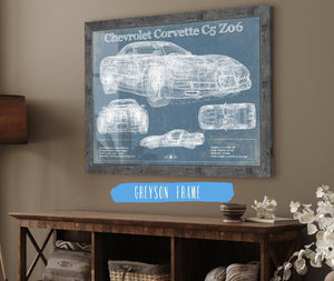 Cutler West Chevrolet Corvette C5 Z06 Convertible Blueprint Vintage Auto Patent Print