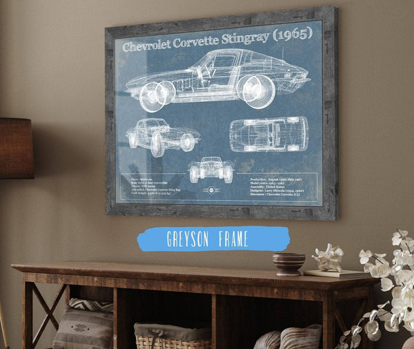 Cutler West Chevrolet Corvette Stingray 1965 Blueprint Vintage Auto Print