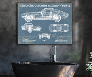 Cutler West Chevrolet Corvette Stingray 1965 Blueprint Vintage Auto Print