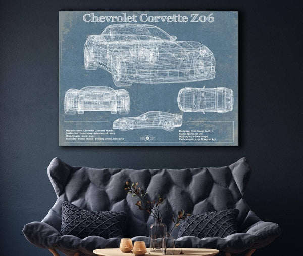 Cutler West Chevrolet Corvette Z06 Blueprint Vintage Auto Print