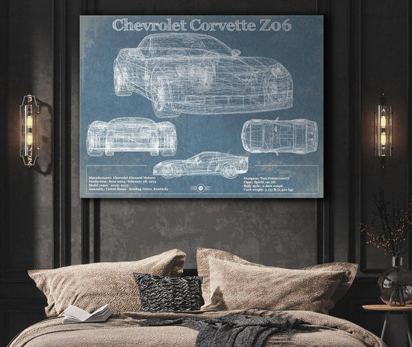 Cutler West Chevrolet Corvette Z06 Blueprint Vintage Auto Print