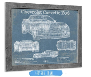 14" x 11" / Greyson Frame Cutler West Chevrolet Corvette Z06 Blueprint Vintage Auto Print