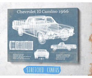 Cutler West Chevrolet El Camino 1966 Vintage Blueprint Auto Print