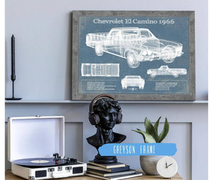 Cutler West Chevrolet El Camino 1966 Vintage Blueprint Auto Print